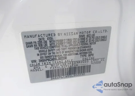 2025 Nissan Kicks Sv Fwd из США, поврежденный, VIN 3N8AP6CA0SL302230